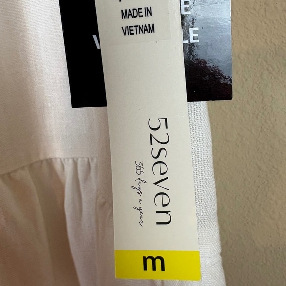 NWT 52seven Ivory Linen Blend Tiered Sleeveless Halter Neckline Midi Dress - Picture 9 of 16